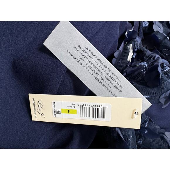 Eliza J Navy 3D floral sleeve long gown - mother of bride groom NWT - Picture 4 of 9